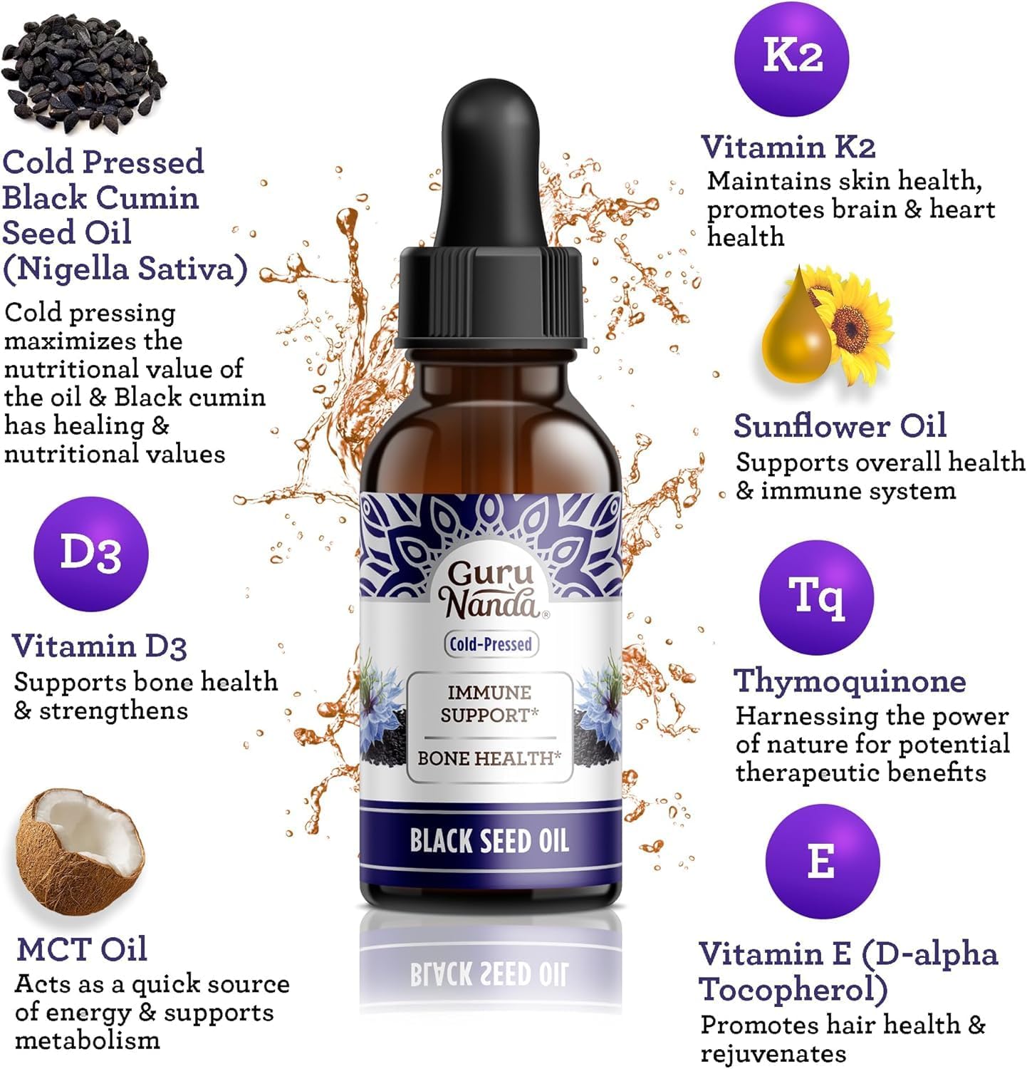 Immune Boosting Wellness Bundle: Liquid Ashwagandha & Black Seed Oil for Focus, Relaxation, and Support - Vegan & Non-GMO