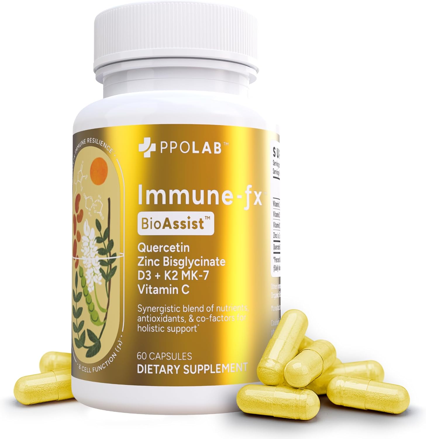 Immune-fx™ Advanced Chelated Zinc Ionophore Supplement with Quercetin and Vitamin C for Immune Support - 60 Vegan Capsules