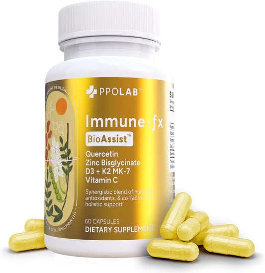 Immune-fx™ Advanced Chelated Zinc Ionophore Supplement with Quercetin and Vitamin C for Immune Support - 60 Vegan Capsules