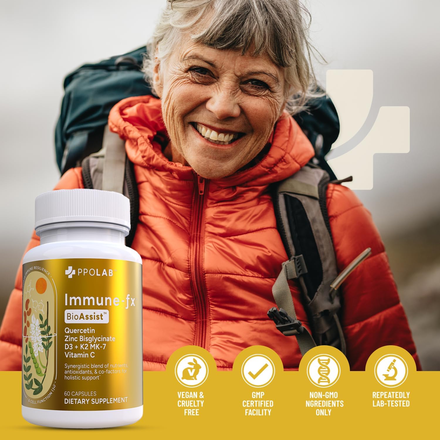 Immune-fx™ Advanced Chelated Zinc Ionophore Supplement with Quercetin and Vitamin C for Immune Support - 60 Vegan Capsules