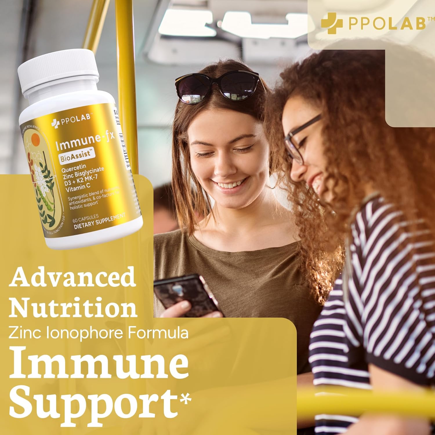 Immune-fx™ Advanced Chelated Zinc Ionophore Supplement with Quercetin and Vitamin C for Immune Support - 60 Vegan Capsules