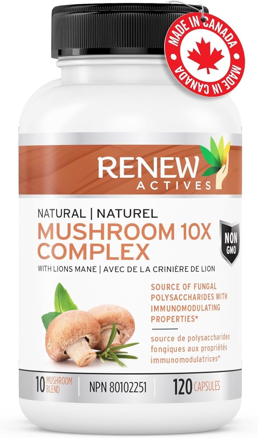 Immune Health & Wellness: 10 Mushroom Blend with Antioxidants - Supports Vitality - 120 Capsules