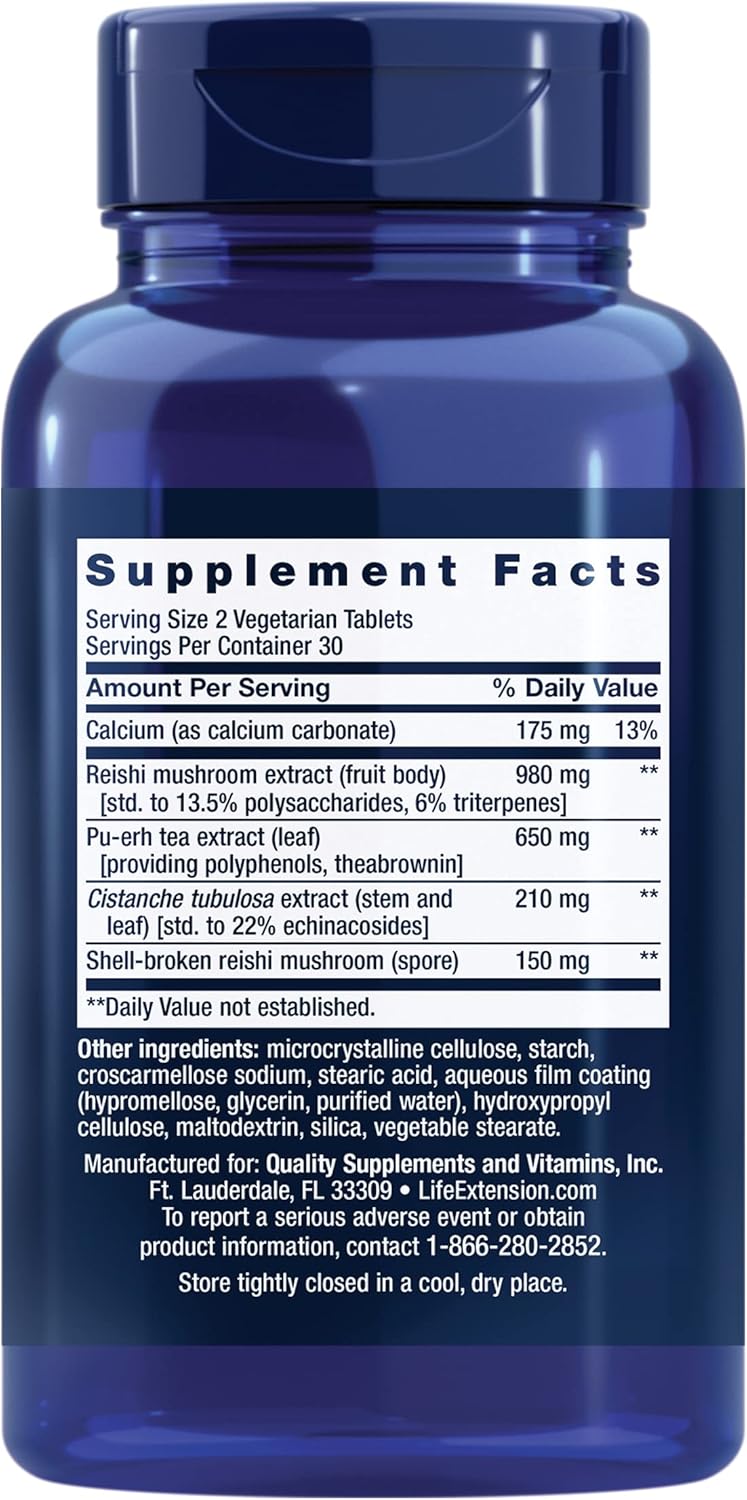 Immune Senescence Formula with Cistanche Reishi & PU-ERH Tea - 60 Vegetarian Tablets