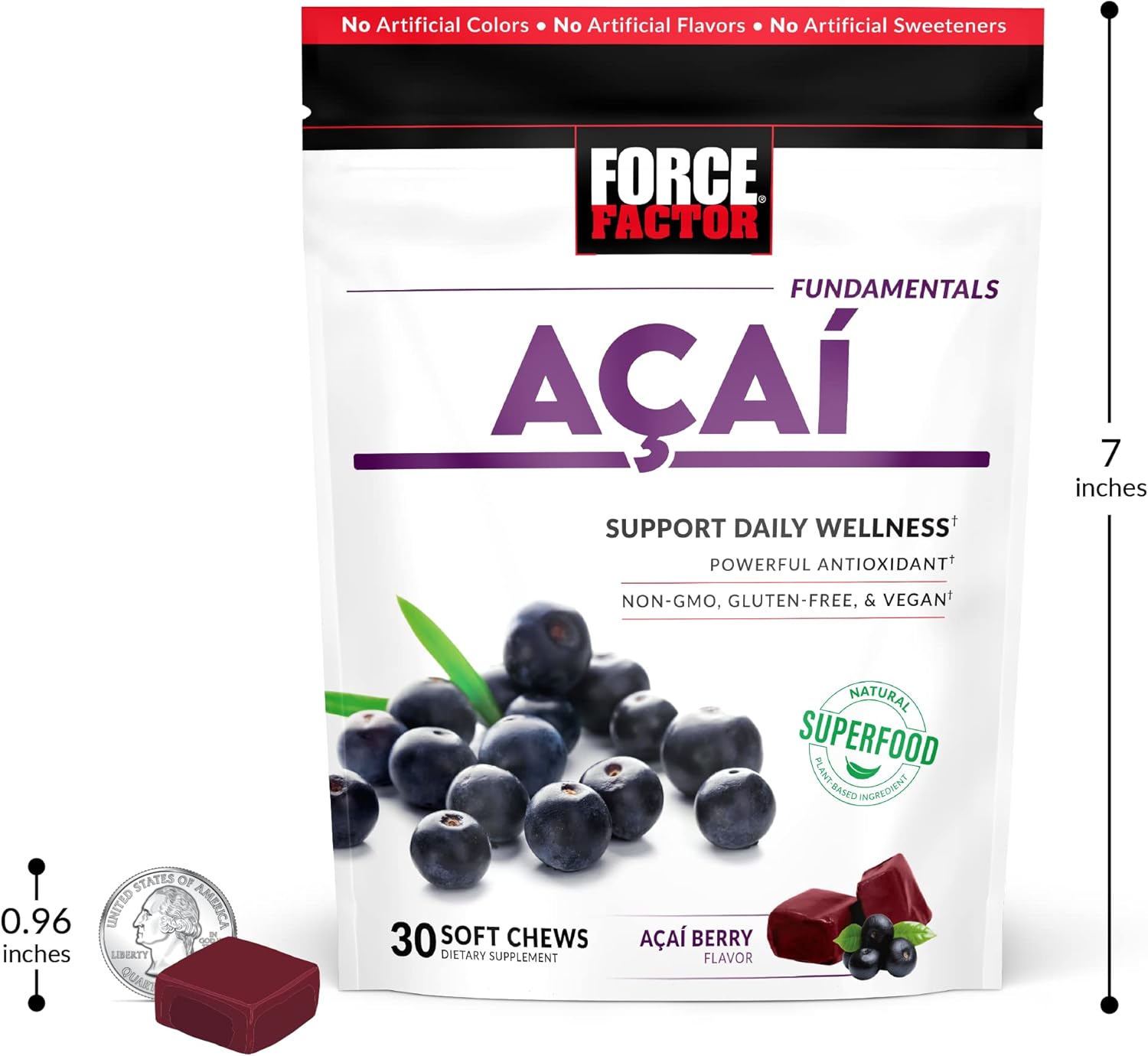 Immune Support Acai Soft Chews with Antioxidants for Daily Wellness - Non-GMO and Vegan - Acai Berry Flavor - 30 Chews - BoostGo Australia