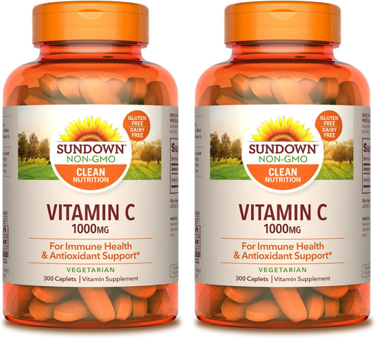 Immune Support and Antioxidant Health: Sundown Naturals Vitamin C 1000mg, 300 Caplets (2-Pack)