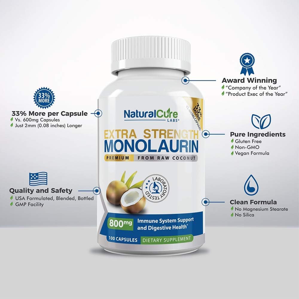 Immune Support Bundle: 2-Pack Extra Strength Monolaurin 800mg for Natural Wellness