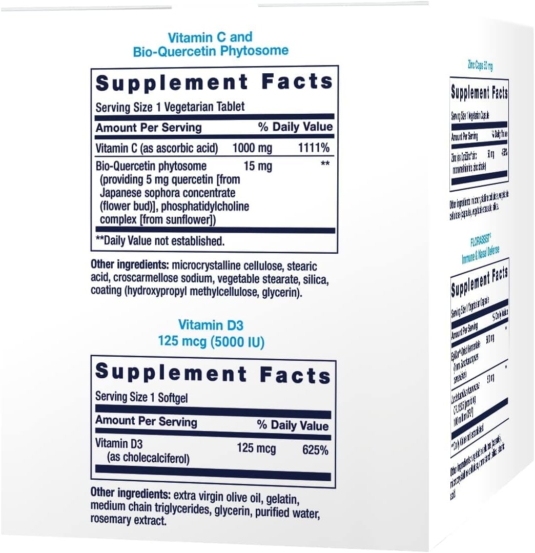 Immune Support Bundle: Vitamin C, D, Zinc, and Probiotic (30 Packs) by Life Extension