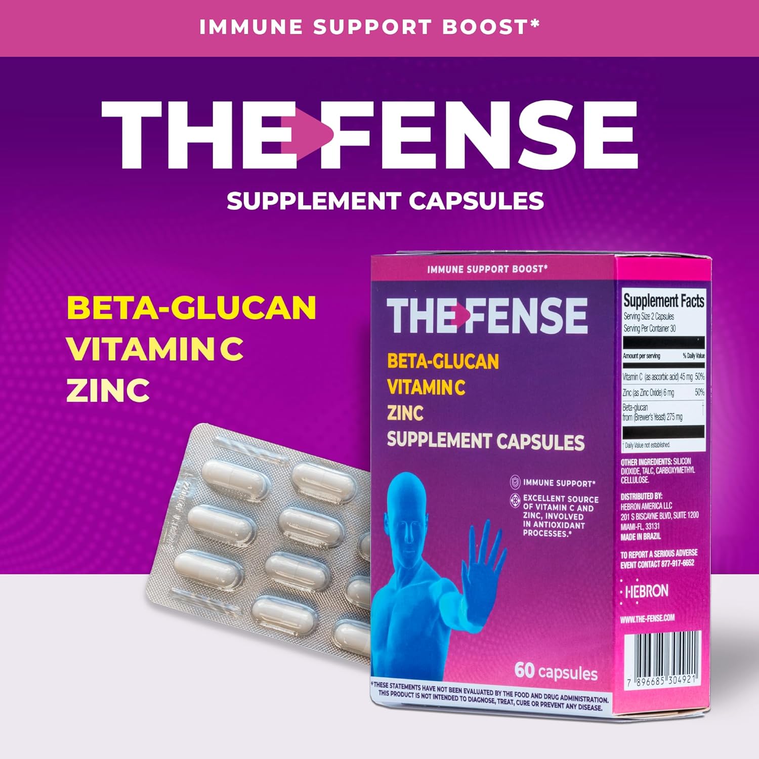 Immune Support Capsules with Beta Glucan, Vitamin C, and Zinc - Gluten-Free, Non-GMO - 60 Capsules for Men and Women - BoostGo Australia