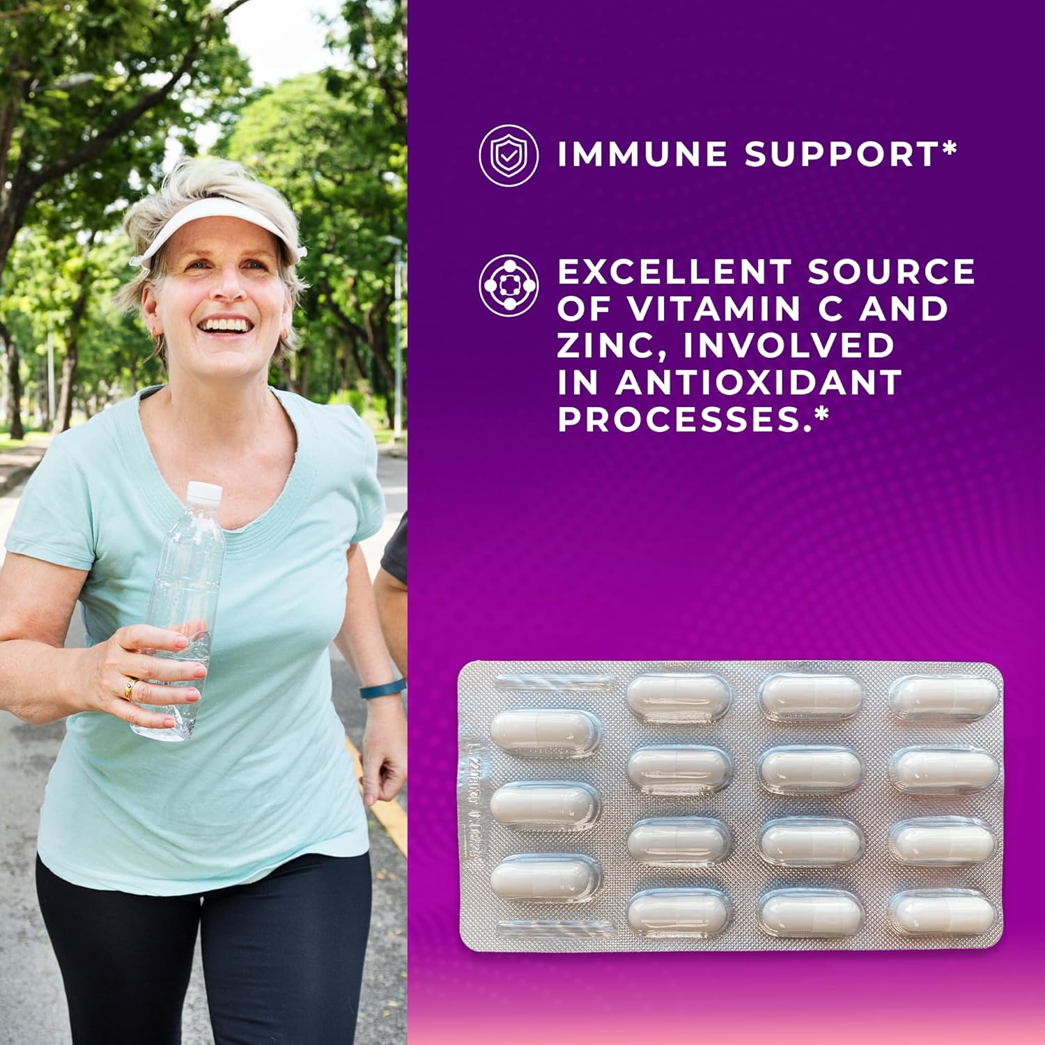 Immune Support Capsules with Beta Glucan, Vitamin C, and Zinc - Gluten-Free, Non-GMO - 60 Capsules for Men and Women - BoostGo Australia