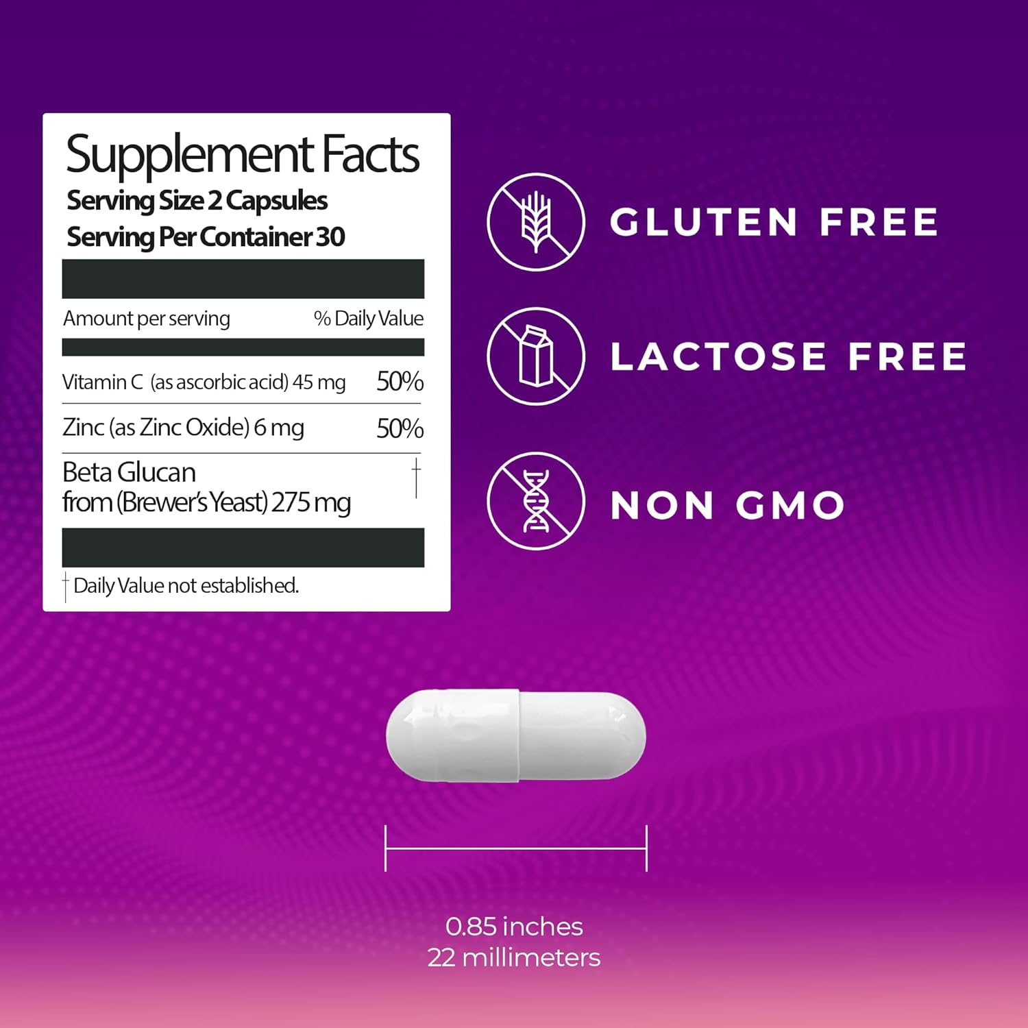 Immune Support Capsules with Beta Glucan, Vitamin C, and Zinc - Gluten-Free, Non-GMO - 60 Capsules for Men and Women - BoostGo Australia