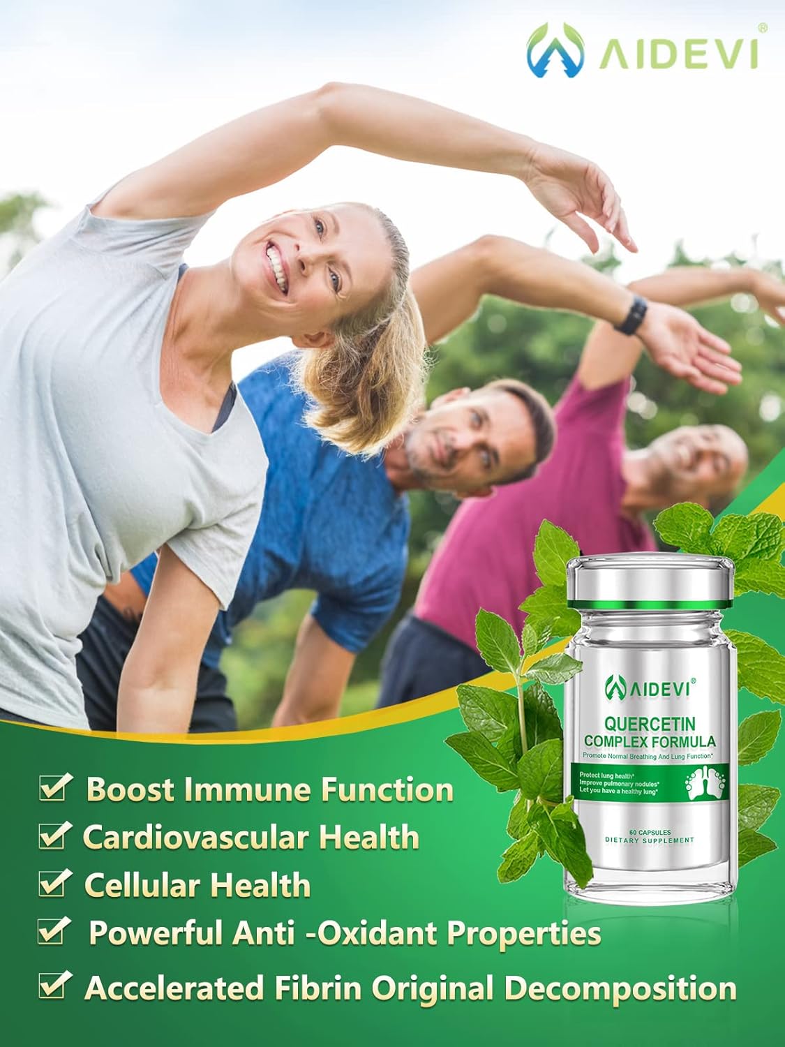 Immune Support Capsules with Quercetin, Vitamin C, Bromelain, and Pteris Multifida Extract to Boost Lung and Respiratory Health - 60 Capsules