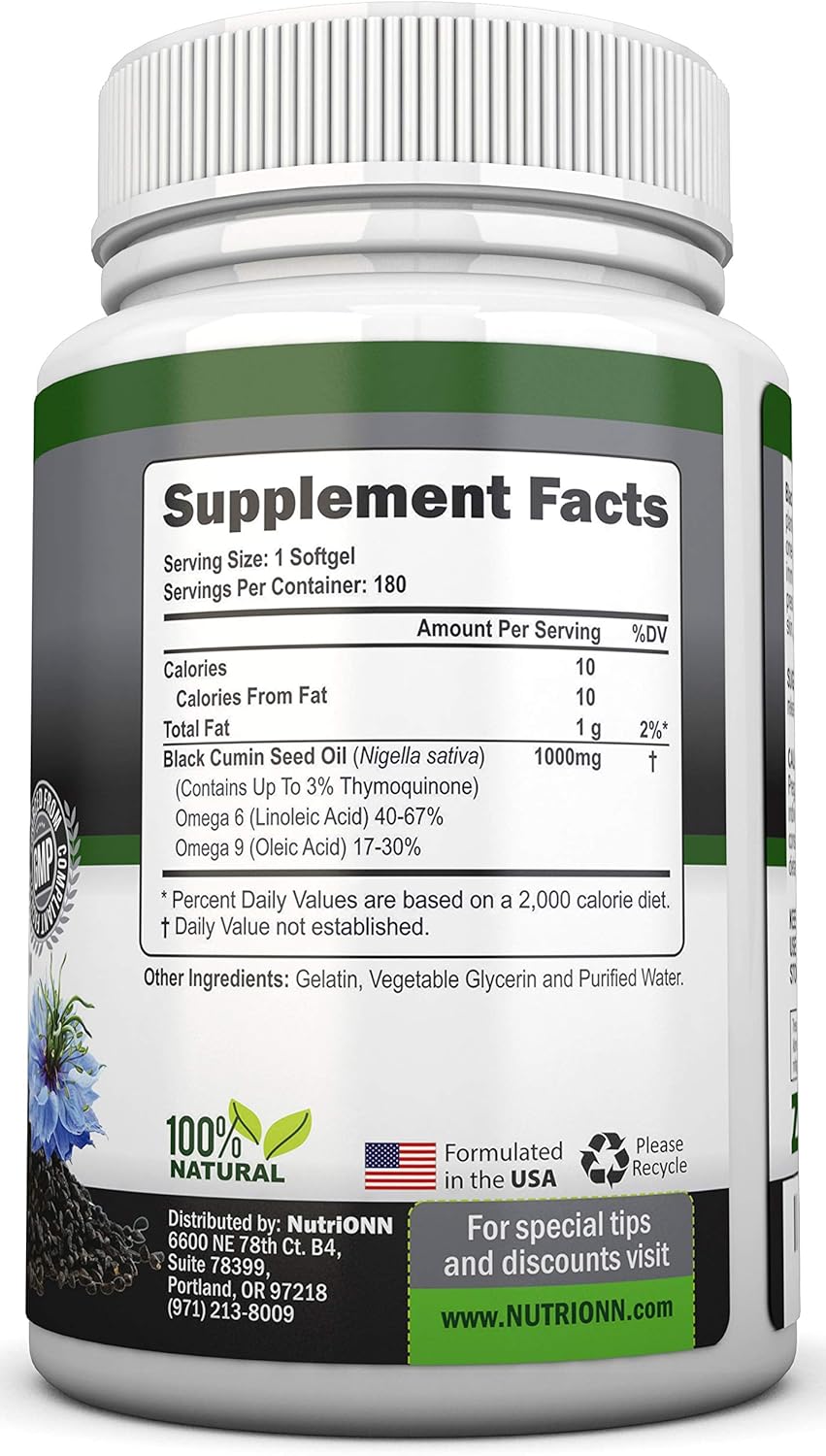 Immune Support Combo: Black Seed Oil Softgels & Olive Leaf Extract Capsules by NutriONN