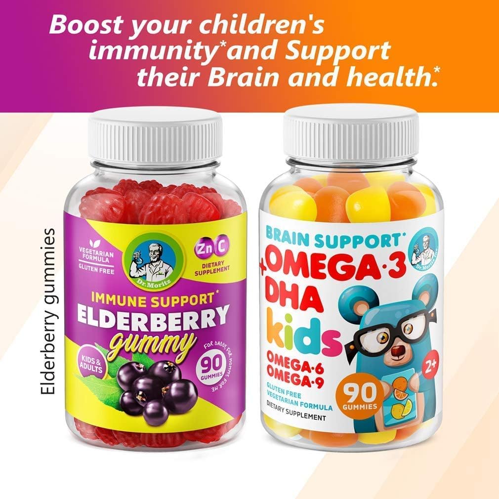 Immune Support Elderberry Gummies with Omega 3 for Kids & Adults - Boost Brain & Heart Health - BoostGo Australia