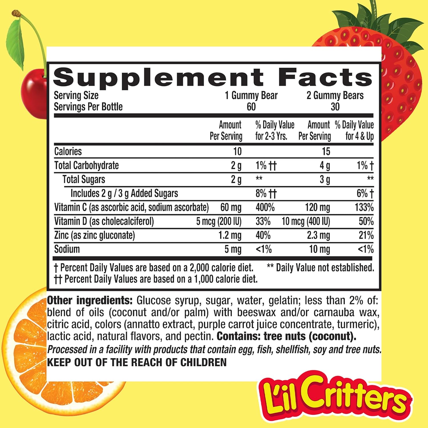 Immune Support Gummies: L'il Critters Vitamin C, Zinc, and Vitamin D - 60 Count