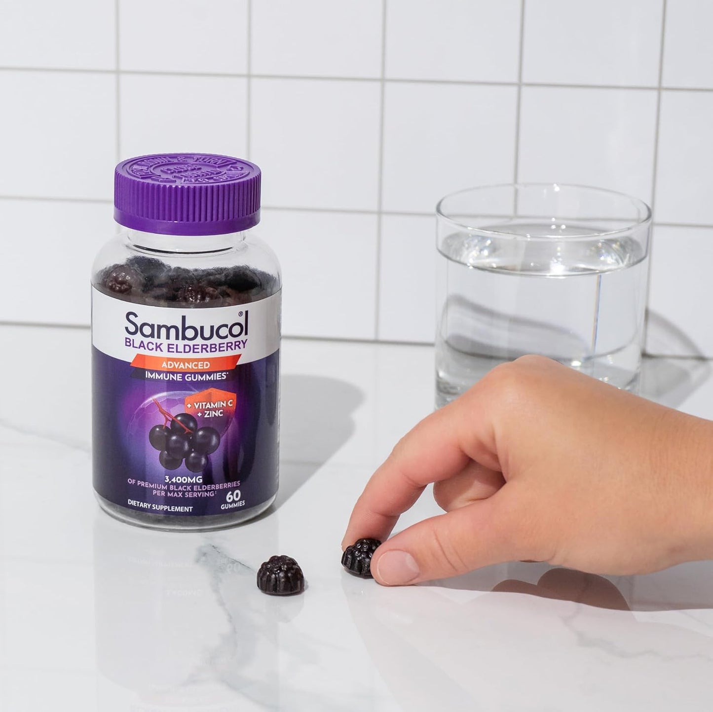 Immune Support Gummies with Elderberry, Zinc, and Vitamin C - 60 Count
