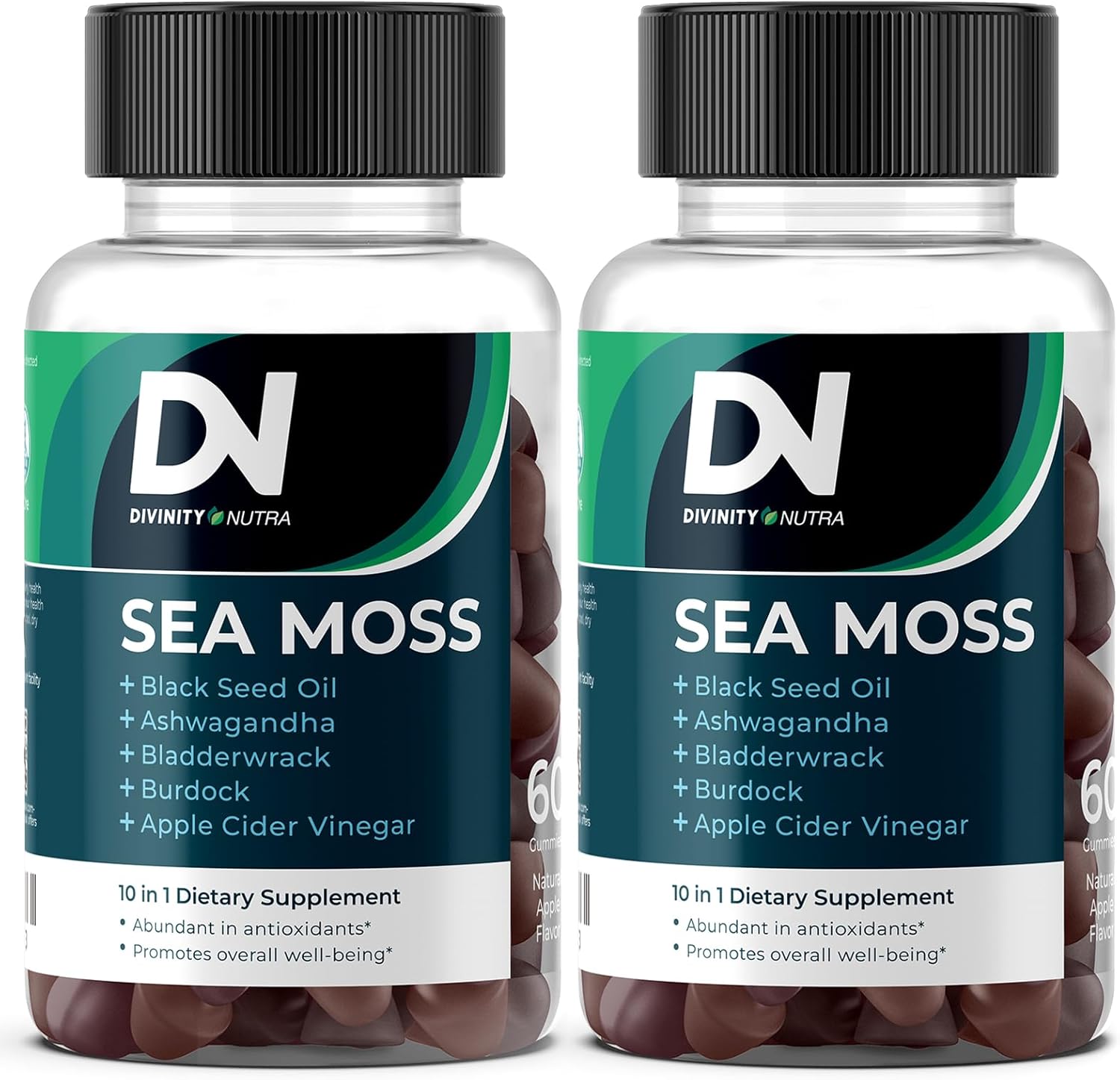 Immune Support Gummies with Sea Moss, Ashwagandha, Black Seed Oil, Bladderwrack, Burdock, Turmeric, Apple Cider Vinegar, Manuka Honey - 120 Count