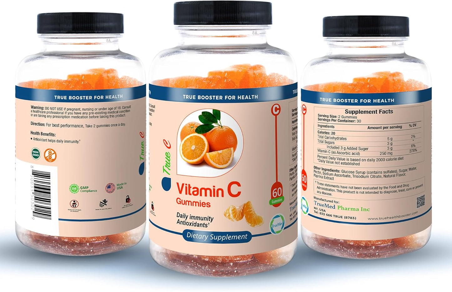Immune Support Gummies with Vitamin C, Zinc, and Probiotics - Non-GMO and Gluten-Free - 60 Count