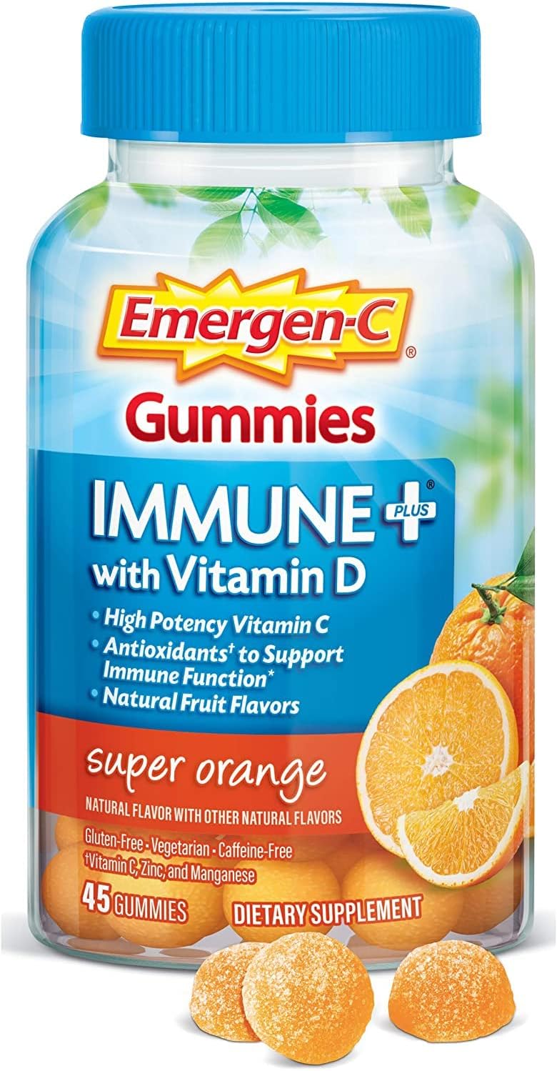 Immune Support Gummies with Vitamin D, Super Orange Flavor, 90 Gummies (2-Pack)