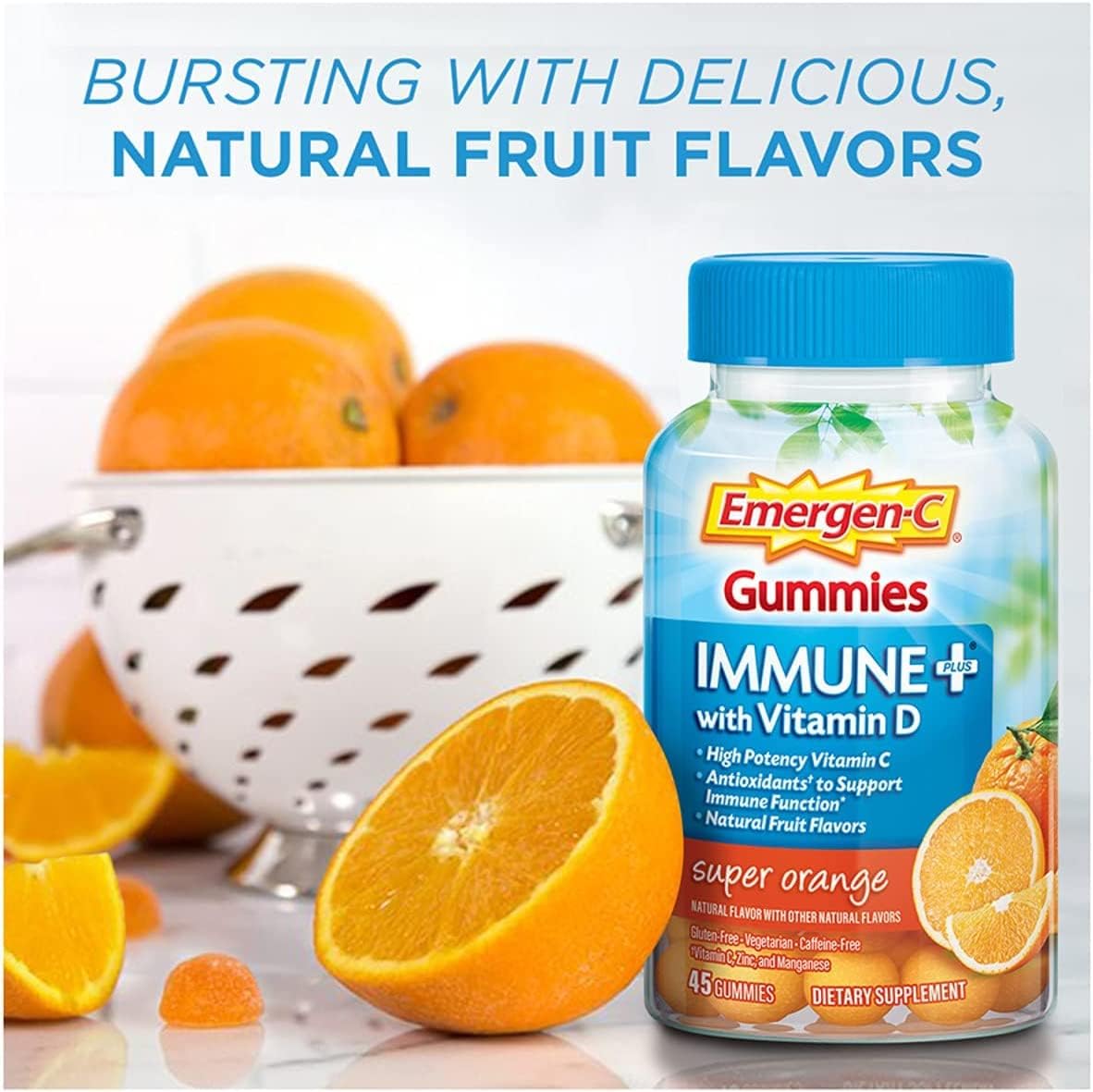 Immune Support Gummies with Vitamin D, Super Orange Flavor, 90 Gummies (2-Pack)