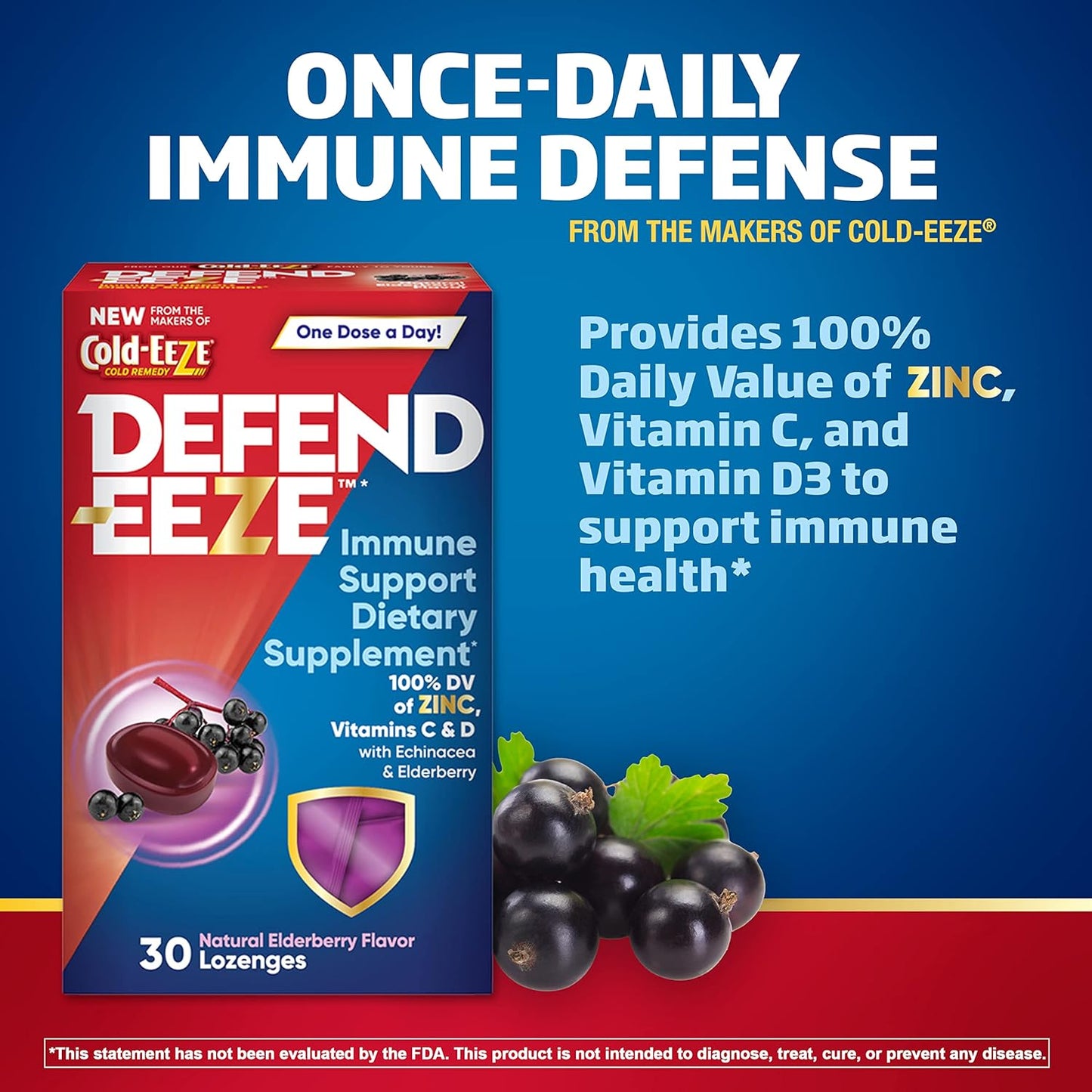 Immune Support Lozenges with Zinc, Vitamin C & D, Echinacea, Elderberry Flavor - 30 Count
