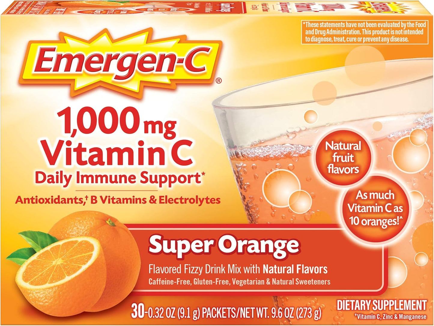 Immune Support Powder with 1000mg Vitamin C, Zinc, B Vitamins, and Electrolytes - 30 Count
