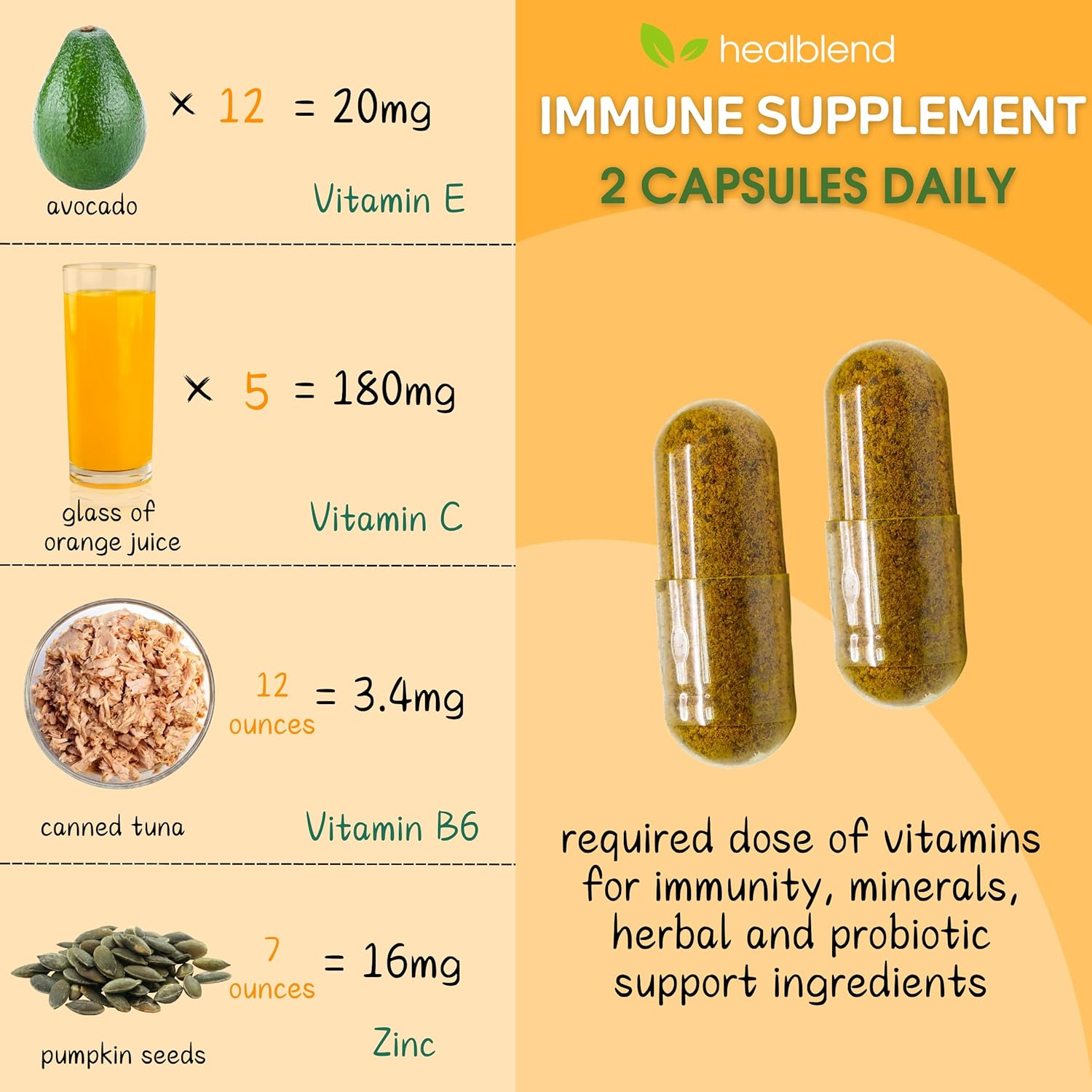 Immune Support Supplement Booster with Elderberry, Zinc, Echinacea, Turmeric, Lactobacillus Acidophilus - 10 in 1 Formula for Adults (2 Pack)