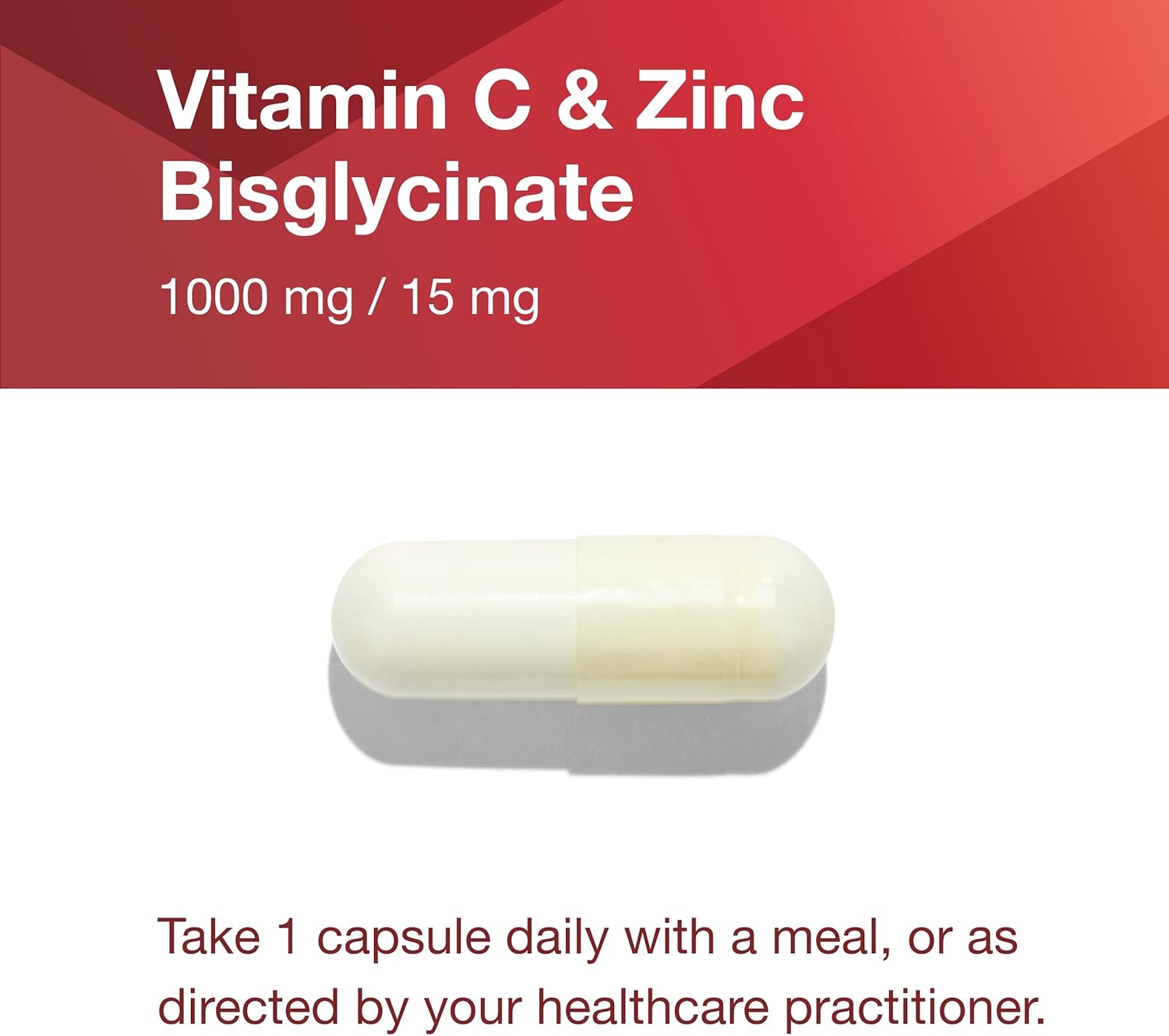 Immune Support Supplement: Protocol C-1000 + Zinc-15 - Vitamin C & Zinc Bisglycinate - Antioxidants - 120 Veg Capsules