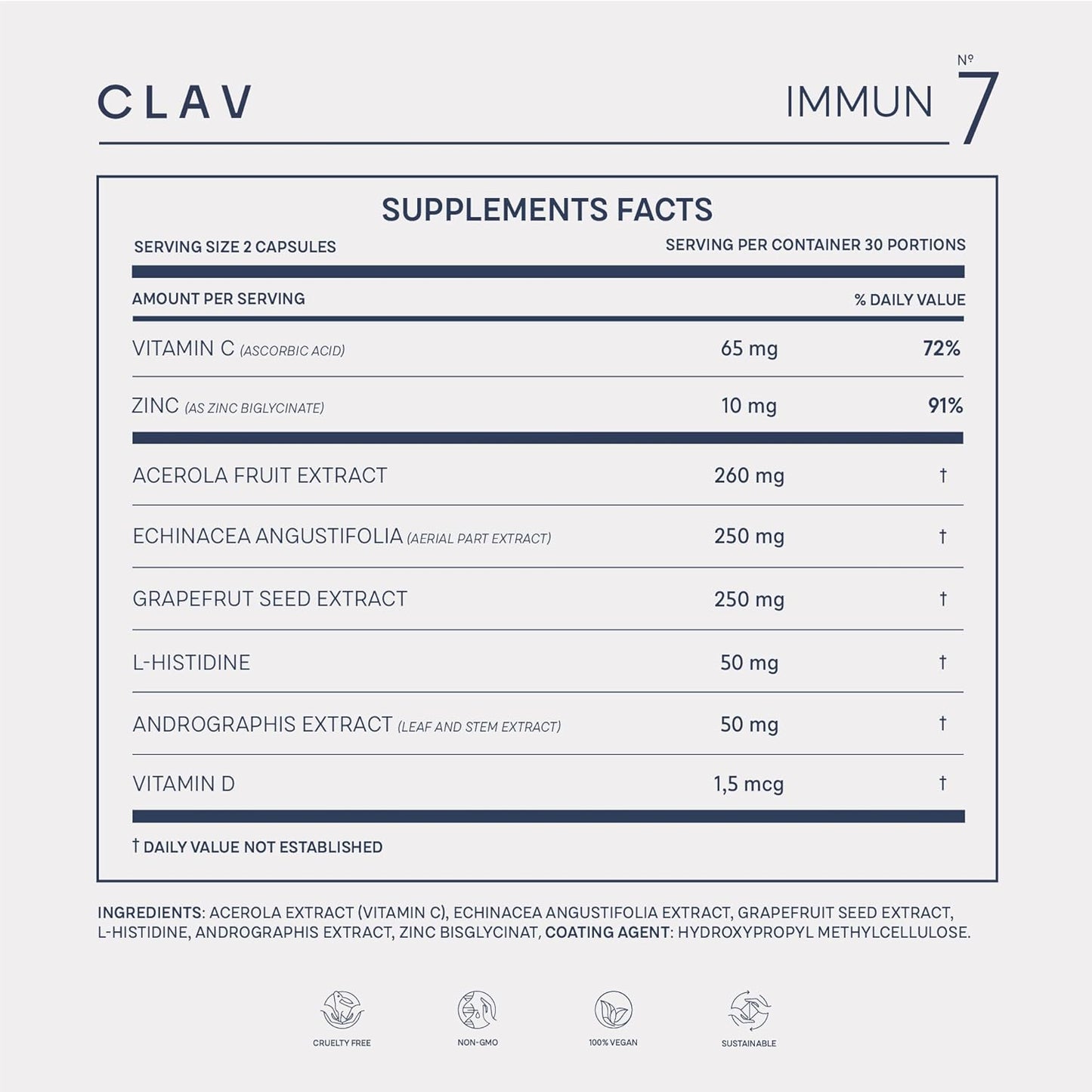 Immune Support Supplement with Echinacea, Vitamin C, Zinc, Andrographis - Vegan Immunity Boost - 60 Capsules