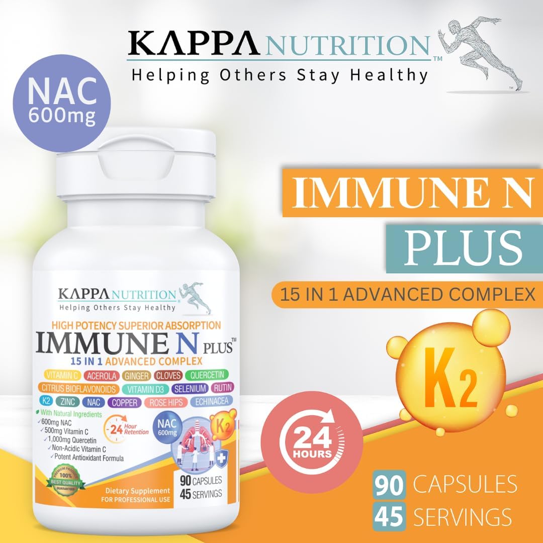Immune Support Supplement with NAC, Quercetin, Vitamin C, Zinc, D3, Selenium, Copper, Acerola, and More - 60 Capsules