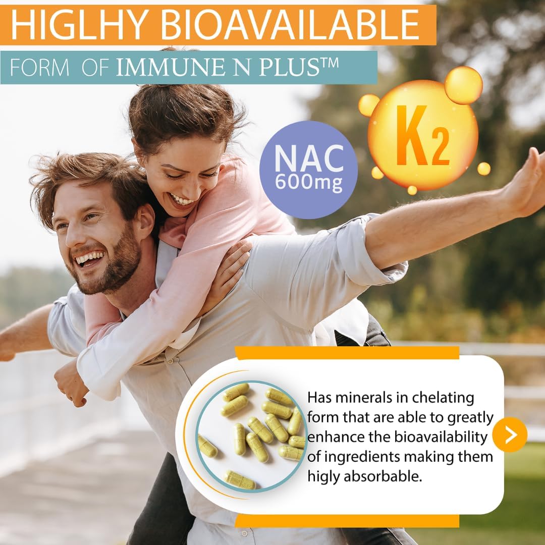 Immune Support Supplement with NAC, Quercetin, Vitamin C, Zinc, D3, Selenium, Copper, Acerola, and More - 60 Capsules