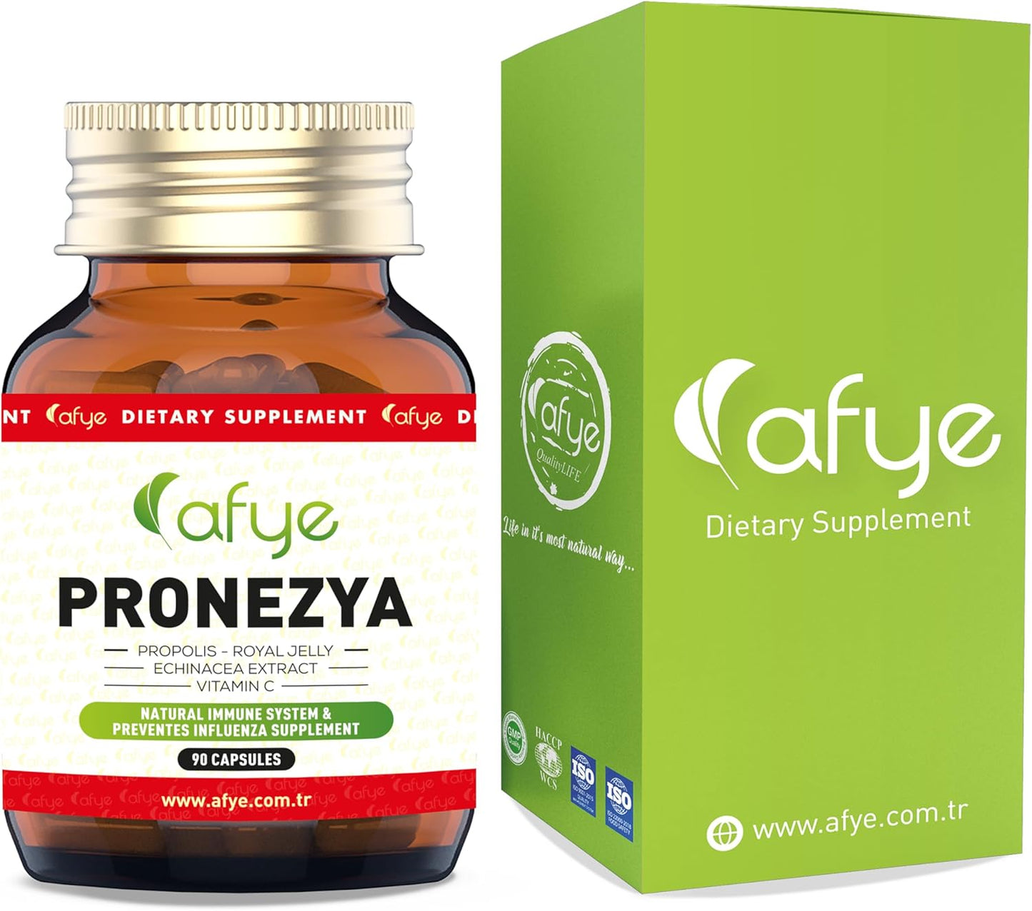 Immune Support Supplement with Propolis, Royal Jelly, Echinacea, Vitamin C - Enhance Health with Plant-Based Capsules - 90 Count