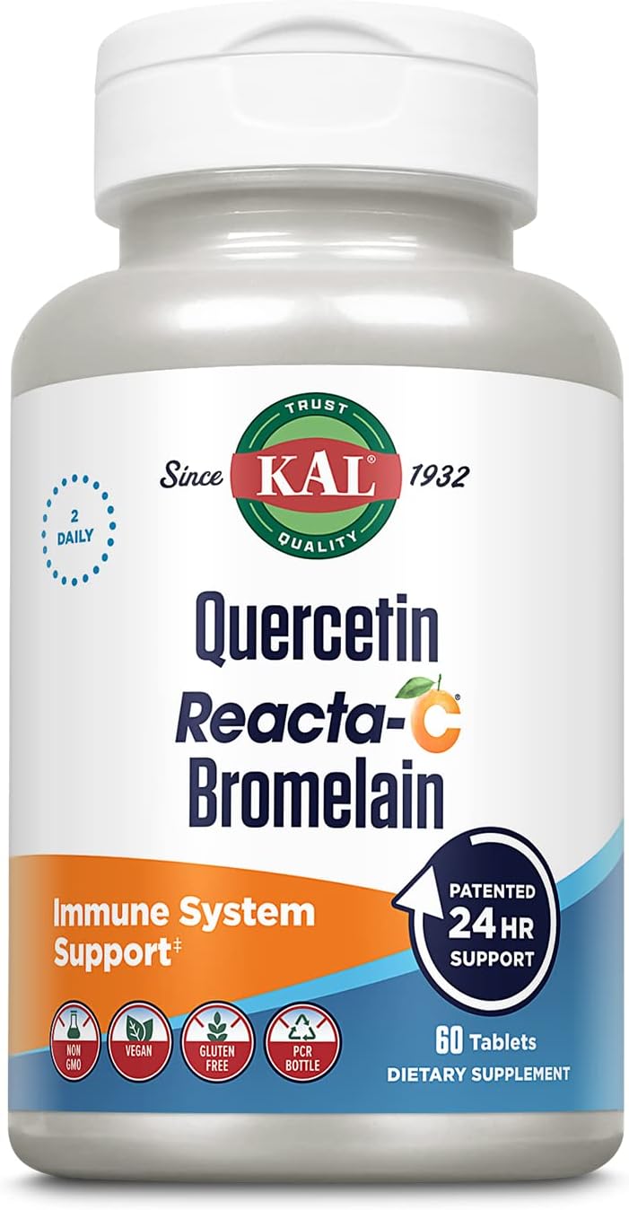 Immune Support Supplement with Quercetin, Vitamin C, and Bromelain - Vegan, Gluten Free, 60 Tablets - 30 Servings, 24 Hour Defense