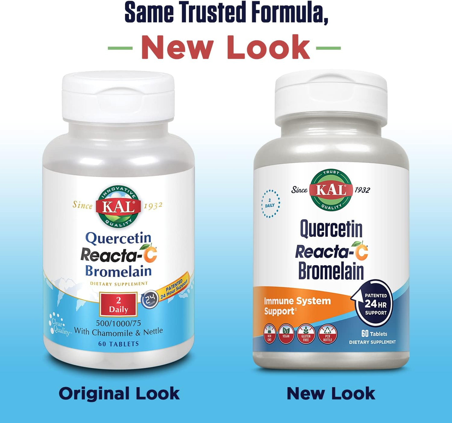 Immune Support Supplement with Quercetin, Vitamin C, and Bromelain - Vegan, Gluten Free, 60 Tablets - 30 Servings, 24 Hour Defense