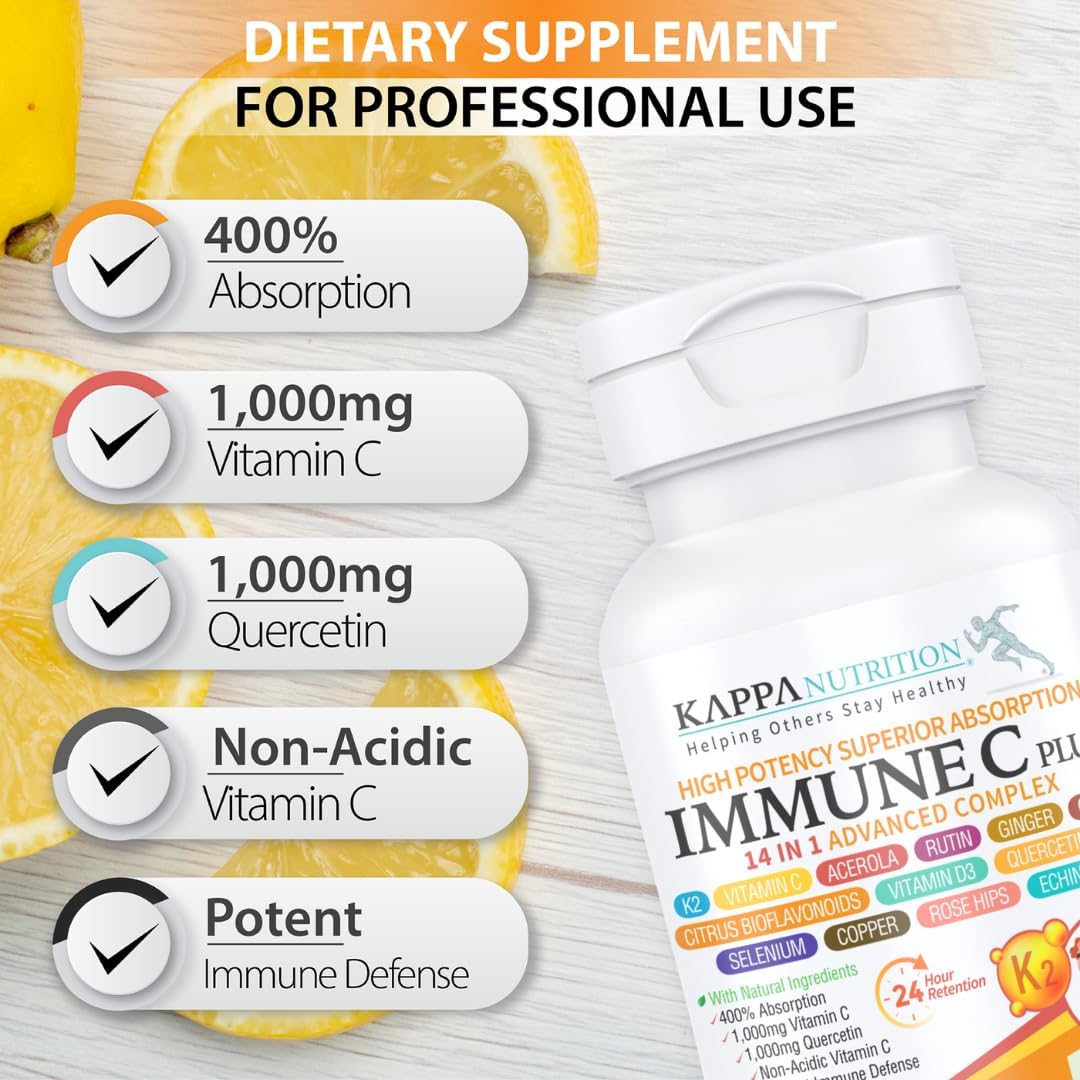 Immune Support Supplement with Quercetin, Vitamin C, Zinc, and Vitamin D3 - 60 Count