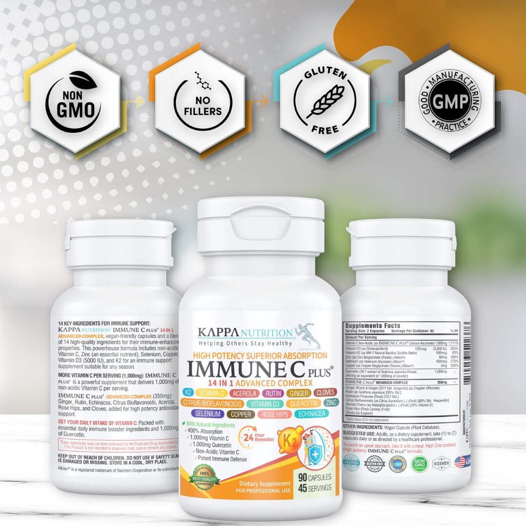 Immune Support Supplement with Quercetin, Vitamin C, Zinc, and Vitamin D3 - 60 Count