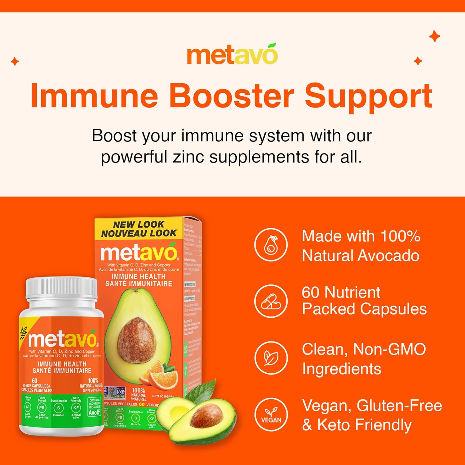 Immune Support Supplement with Zinc, Vitamin C, D & Copper - Vegan Capsules for Women & Men, Metavo Immune Booster, 30-Day Supply - BoostGo Australia