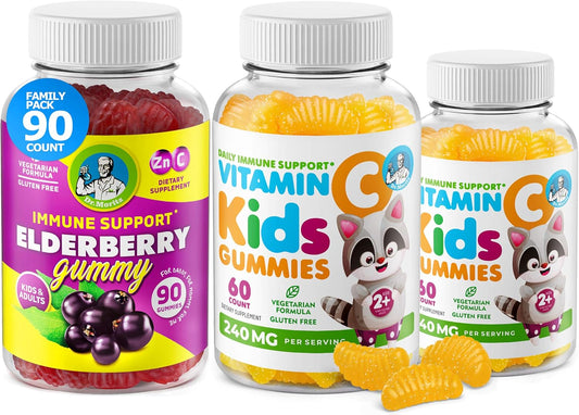 Immune Support Vitamin C and Elderberry Gummies for Kids and Adults - Low-Sugar Vegetarian Supplement for Toddlers - BoostGo Australia
