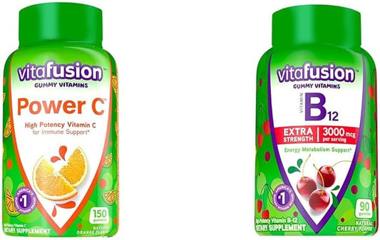 Immune Support Vitamin C Gummies with Extra Strength B12 for Energy Metabolism