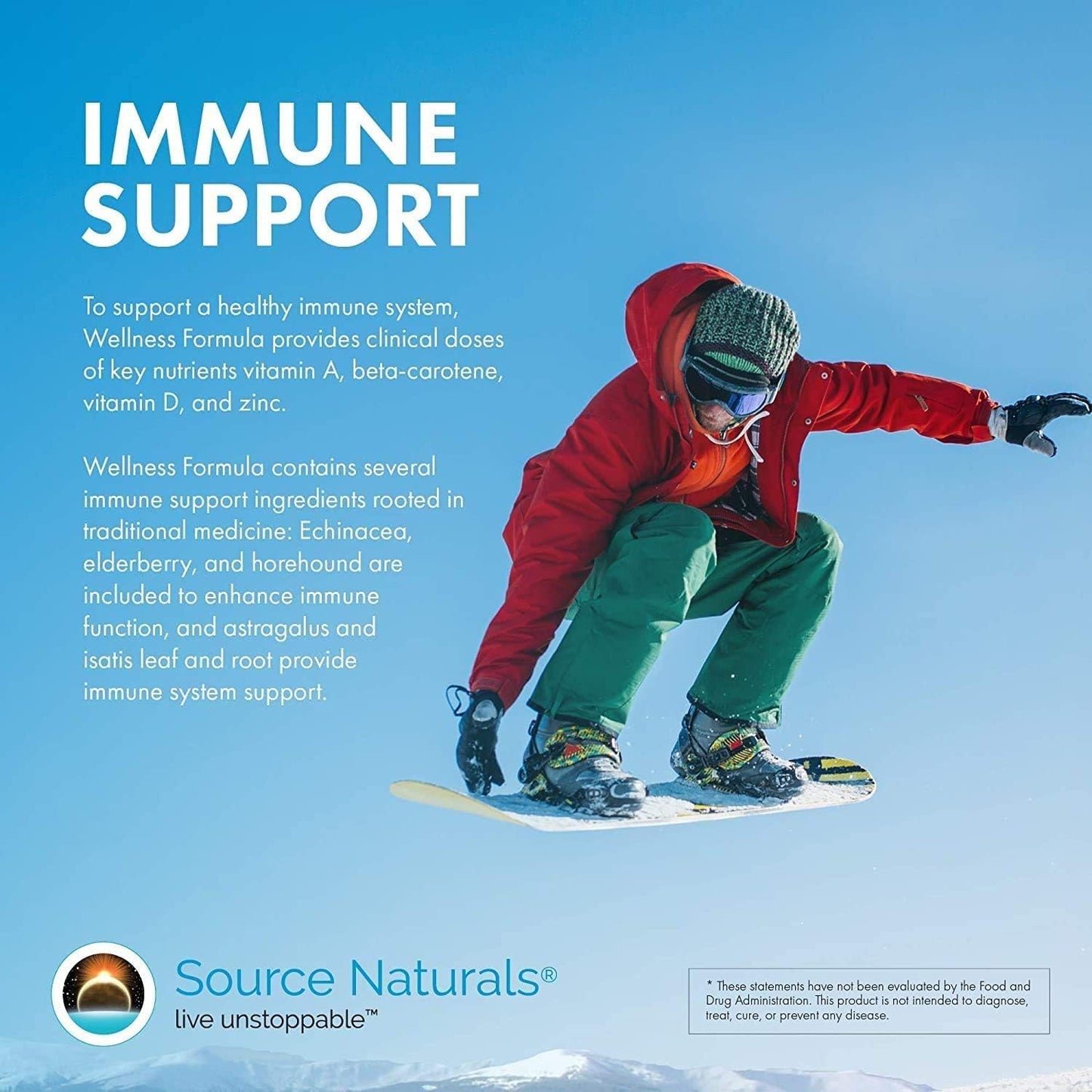 Immune System Support Dietary Supplement - Source Naturals Wellness Formula Bio-Aligned Vitamins & Herbal Defense - 60 Capsules