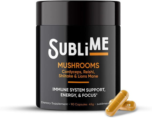 Immune System Support Dietary Supplement with Cordyceps, Reishi, Shiitake & Lions Mane - 90 Capsules, 45g