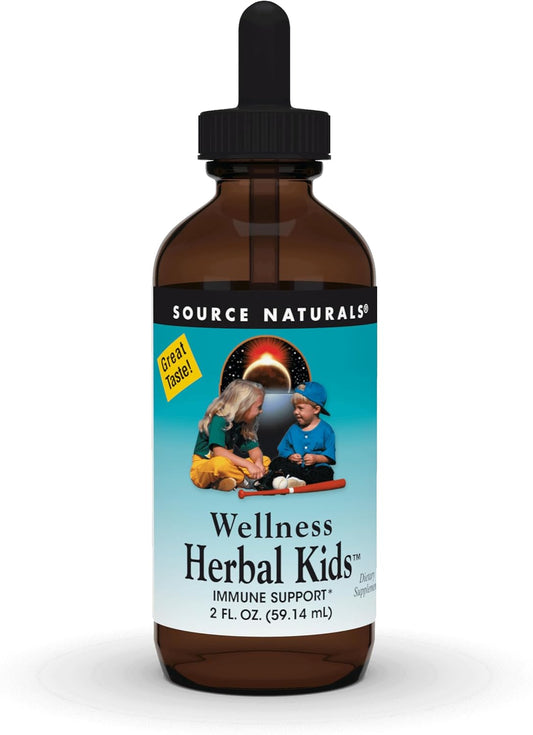 Immune System Support for Kids - Source Naturals Wellness Herbal Blend with Echinacea, Elderberry, Yin Chiao - 2 oz