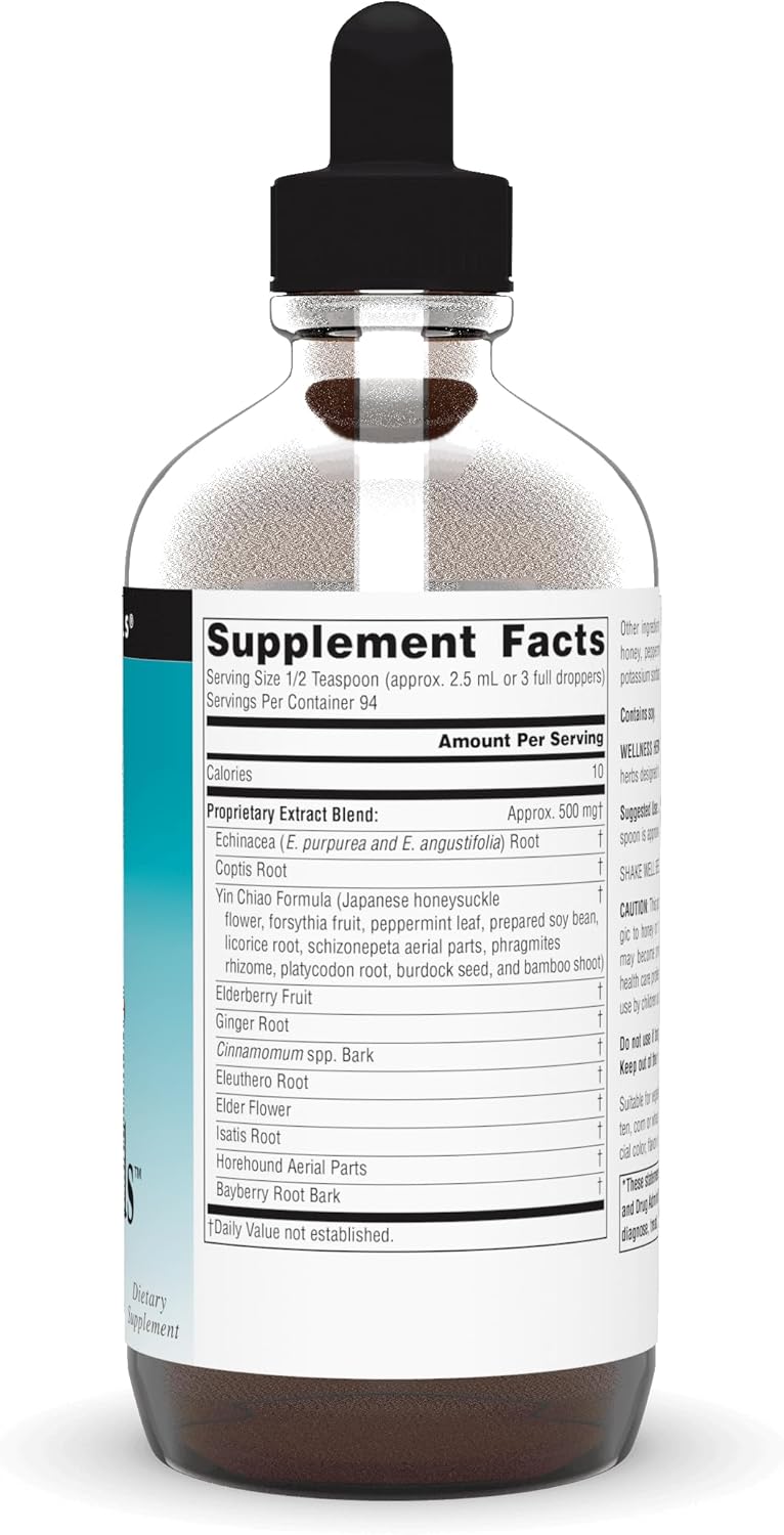 Immune System Support Herbal Kids Liquid Supplement with Echinacea, Yin Chiao, Elderberry - 8oz