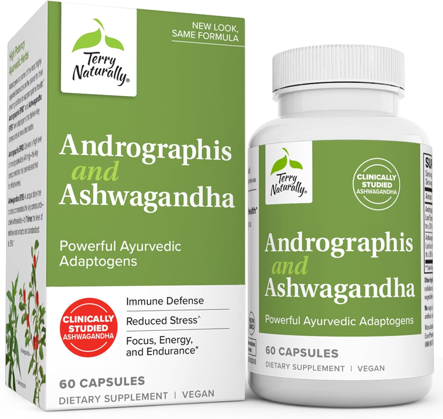 Immune System Support Supplement with Andrographis and Ashwagandha - Promotes Energy & Stress Response - 60 Capsules