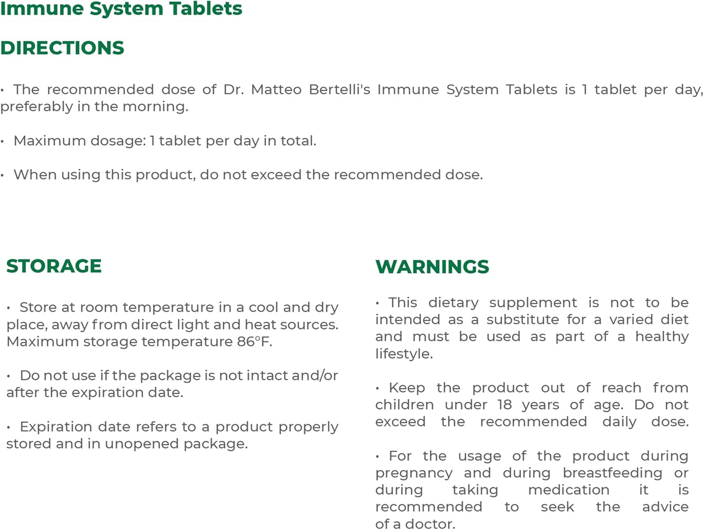 Immune System Support Supplement with Hydroxytyrosol and Vitamins - 30 Tablets by Dr. Matteo Bertelli