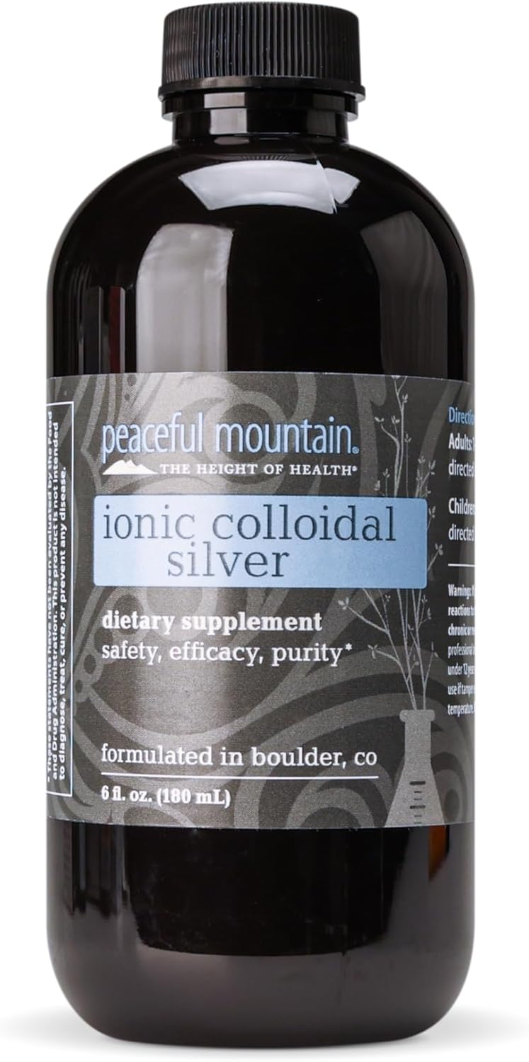 Immune System Support with Peaceful Mountain Ionic Colloidal Silver - Natural 6oz Supplement