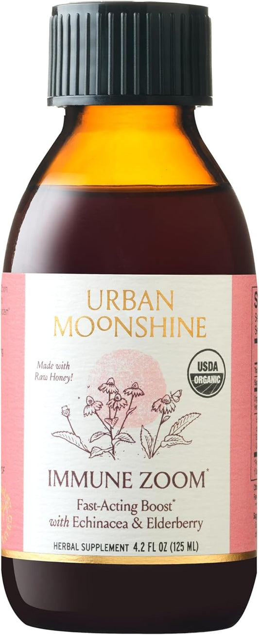 Immune Zoom Herbal Supplement for Immune Support - Fast-Acting Immune Booster with Echinacea, Elderberry, and Raw Honey - Gluten Free - 4.2 Fl Oz