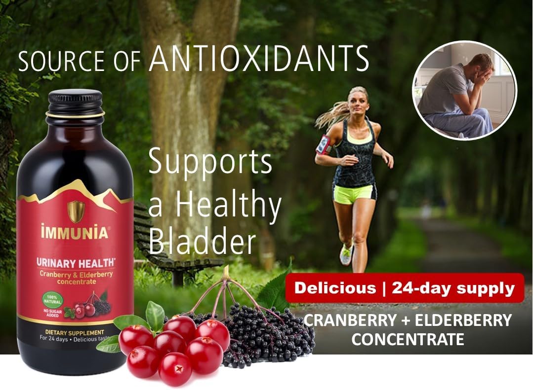 Immunia Cranberry & Elderberry Concentrate for Urinary Health - Natural Prevention of Infections - 5 ml/Day - 1-Pack