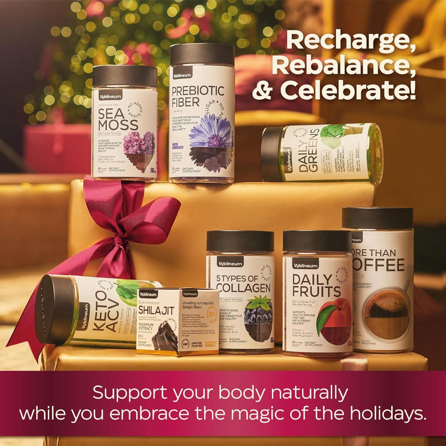 Immunity Boost Bundle: Mushroom Coffee, Shilajit Resin, Collagen Gummies - Adaptogen Mix, Trace Minerals, Peptides - Healthy Skin, Nails, Heart