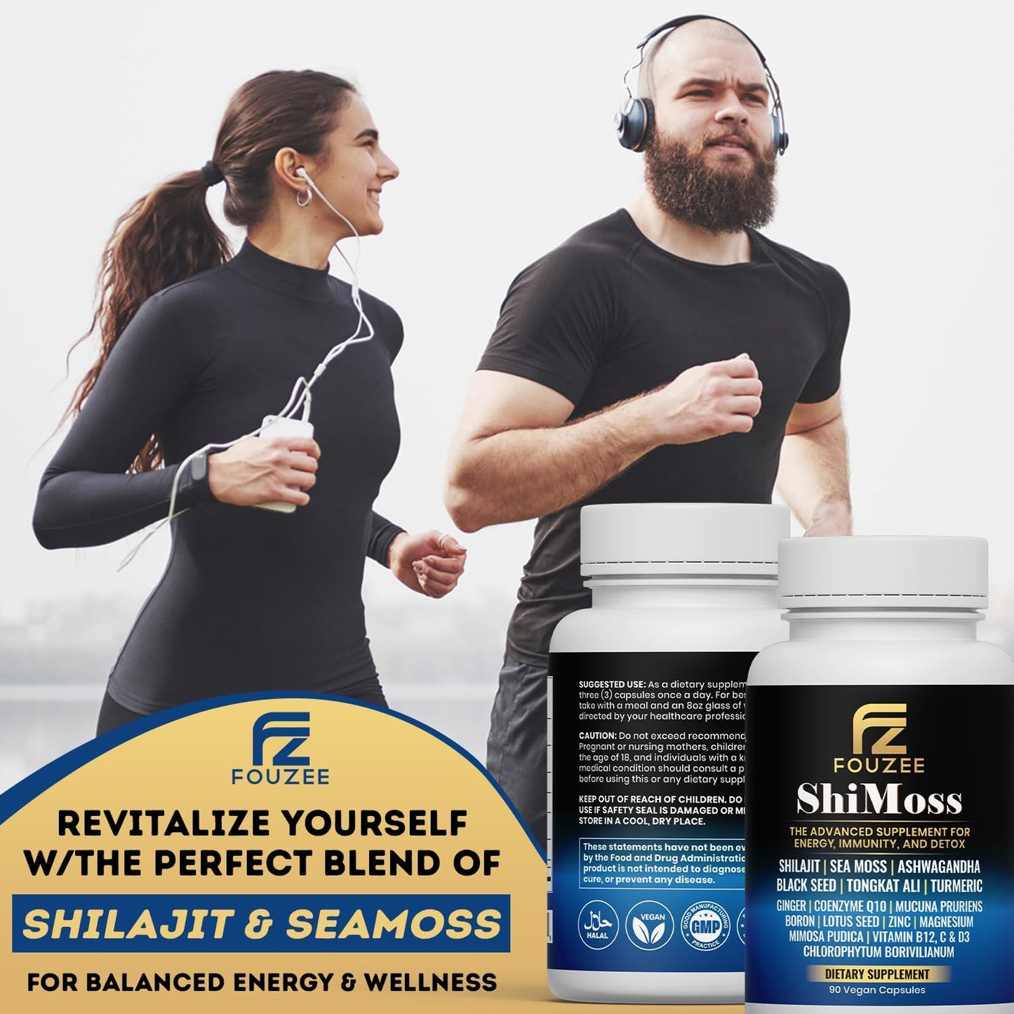 Immunity Boosting ShiMoss Supplement Capsules with Shilajit, Sea Moss, Ashwagandha, Tongkat Ali, Vitamins, and Minerals for Men & Women - 90 Count
