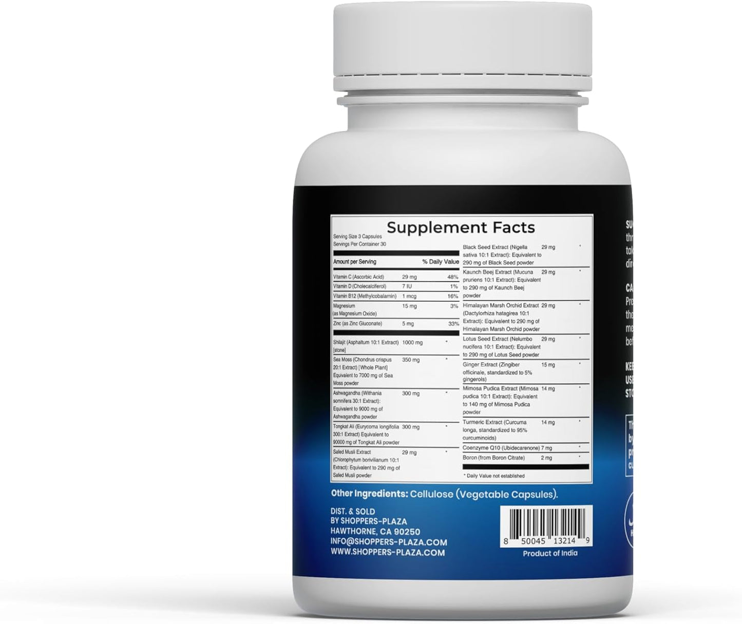 Immunity Boosting ShiMoss Supplement Capsules with Shilajit, Sea Moss, Ashwagandha, Tongkat Ali, Vitamins, and Minerals for Men & Women - 90 Count